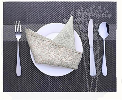 QXWL Placemat Set of 6 bamboo grass Placemat PVC woven Western pad Moisture-proof anti-skid anti-hot table mat Coasters Bowl pads 33 * 48CM