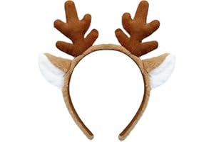 SIOTMERA Animal Ears Headband - Reindeer Antlers for Christmas & Halloween, Dark Brown