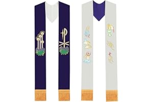 BLESSUME Eglise Réversible Étole avec Agneau de Dieu Broderie