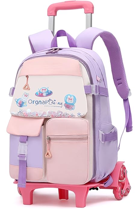 Sac à Dos à Roulettes 16 Pouces Pour Ados - Cartable Trolley École Ou Voyage - Réglable Et Détachable - Noir