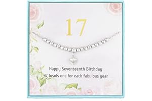 Futesheel 17th Birthday Gifts for Girls, 17 Beads Necklace for Seventeenth Years Old Girl, Sweet 17 Necklaces for Teenage Girl Gifts