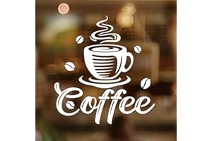 WALL4STICKERS Letrero de vinilo para ventana de taza de café para llevar, gráficos, cafeterías, salones, bares, restaurantes, cocinas, azulejos de pared, letrero de transferencia, letras de expreso, decoración de