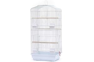 XUANYU Vogelkäfig für Wellensittiche Breite ca. 1 cm Vogelvoliere Käfig Voliere für Vogel mit Futternäpfen, Tränke, Holzstäbch, ca. 46 * 35,3 * 92 cm, Weiß