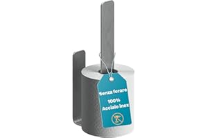 WEISSENSTEIN Portarotolo carta igienica - Adesivo 3M - Acciaio inox satinato - Porta rotolo di riserva bagno - Porta carta igienica adesiva