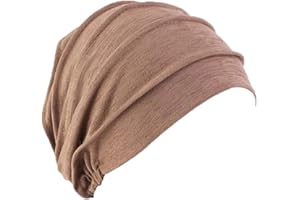 Pluto & Fox Gorra Beanie De Tela Turbante para Cabeza con Cinta De Goma por Detrás De Mujer para Dormir Cáncer Quimioterapia Chemo Oncológico Noche Pèrdida de Pelo Cabello