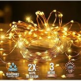 Dekonivia 3 Metre Peri Led G&uuml;n Işığı Sarı Pilli Dekoratif Aydınlatma S&uuml;sleme Parti Led Işık Yılbaşı S&uuml;sleme Dekorasyon Işığı 