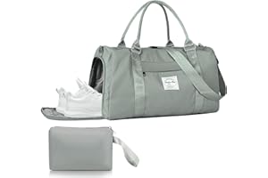 LATIT Sporttasche mit Schuhfach&Nassfach Reisetasche Weekendertasche Sport Duffel Bag Damen/Herren mit USB Ladeanschluss Übernachtungstasche wasserdichte Trainingstasche Handgepäcktasche Armeegrün