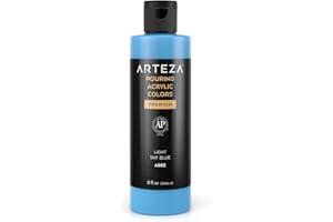 ARTEZA Acrylic Pouring Paint, 8 oz (236 ml), A502 Light Sky Blue, High-Flow Acrylic Paint, No Mixing Needed, Paint for Pouring on Canvas, Glass, Paper, Wood, Tile, and Stones