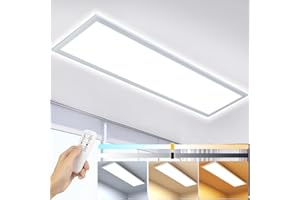 OTREN Panneau LED Ultra Plat 120x30cm, 40W Plafoniera LED Soffitto Dimmable avec Télécommande Luminaire Plafonnier Rectangulaire pour Bureau Salon Chambre Cuisine, 2800K-6000K