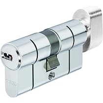 Cylindre à Bouton ABUS KD6PSN – 30+30 Mm, Laiton Nickelé, Avec 5 Clés Réversibles