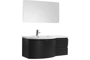 BERNSTEIN Mobile da bagno LAURANCE 1200, nero opaco - armadietto a specchio e specchio a scelta, Specchio:Senza specchio, Versione:Lavabo a sinistra