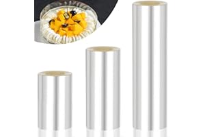 AOKITO 3 Rotoli Torta Collare, 8cm/10cm/15cm, Rotolo di Acetato Trasparente, Colletto per Torta di Mousse, Acetato per Pasticceria, per Mousse, Cioccolato, Dessert, Decorazioni per Torte (10m)