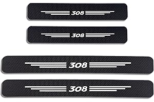 YUPACK 4 Piezas Pegatina de Decoración para Estribos de Umbral de Puerta de Coche, para Peu-geot 106 206 207 208 308 407 408 607 2008 3008, Tira Protectora de Fibra Carbono Antirayaduras, 308