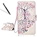 Produktbild Galaxy S7 Wallet Hülle,Galaxy S7 Hülle,Leeook Noble Retro Elegant Schön 3D Effekt Kreative Funny Cute Rosa Baum Hase Gemalt Muster Entwurf PU Leder Stand Brieftasche Case Hülle Etui Klapphülle Flip Folio Book Case TPU Cover Bumper Tasche mit Kartenfächer und Bargeld für Samsung Galaxy S7 + 1 x Schwarz Eingabestift-Pink Tree Rabbit