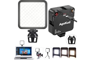 AgoKud LED Video Light + Micro Stent, Portable Photography Lighting 3000 CY Rechargeable, 3200-5600K Bi-Color Brightness Adjustable (VL81)