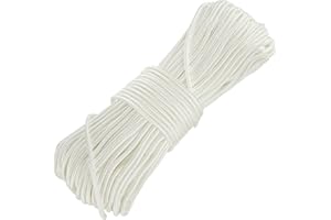 YAYODS 60M White Nylon Rope, 6MM Nylon Rope, Multi-functional Nylon Hanging String Cord, Heavy Duty String Strong Traction Tying Rope for Camping Outdoor Garden
