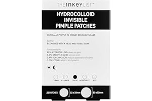 The INKEY List Los parches hidrocoloides invisibles para espinillas, contienen ácido salicílico, antiacné diurno y nocturno, veganos y libres de crueldad animal, aptos para todo tipo de piel