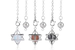 VYIBPDY 3 Pcs Pendel Esoterik Mangxing Pendel Natürlicher Kristallstein Wünschelruten für Weissagung, Tarot Zubehör, Reiki Balancing Geschenke für Tarot Liebhaber