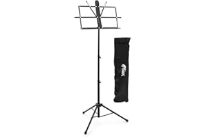 TIGER MUS56-PRO Easy-Folding Metal Sheet Music Stand - Professional Sturdy Portable Stand with Carry Bag - Black