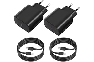 VEMFAY Chargeur USB C 45WX2 +2MX2 câble USB C, Charge Rapide pour Samsung Galaxy S25/S24/S23/ S22 /S21 /S21 Ultra,S20 FE, A16/A15/A14/A54/A53/A34,Chargeur Type C Secteur Adaptateur pour iPhone Huawei Xiaomi