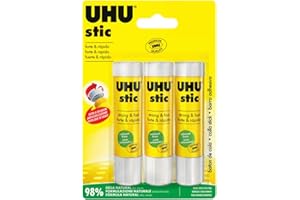 UHU Stic colla per bambini, sicura da usare per i lavoretti, adatta per la scuola, l'ufficio, l'università, 3 x 21 gr