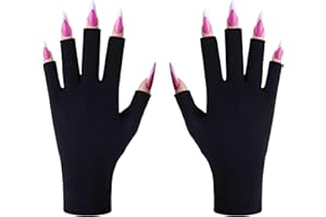 CGBOOM UPF50+ UV Protection Gloves for Gel Nail Lamp, Professional Manicures, Fingerless for Nail Art Skin Care, Protecting Hands from UV Light Harm (Black)
