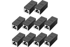 Greluma 10 pièces Coupleur RJ45, coupleur réseau, connecteurs Ethernet, coupleur en Ligne blindé pour connecteur d'extension de câble Ethernet Cat7/Cat6/Cat5e/Cat5 - Femelle à Femelle