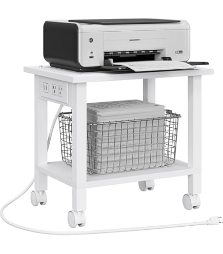 EasyCom 2-Tier Desktop Printer Stand With Large Drawer, Under Desk Printer Table With Wheels, Small Printer Shelf With Storage For Paper Storage Printer Scanner Fax Home Office Use Black - Walmart - View #4