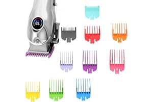 FIZZIX 10 PCS Hair Clipper Guards Set - Color-Coded Guide Combs, Replacement Clipper Attachments for Precise Haircutting - Fits Most Clippers, Sizes 1/16 to 1 Inch (1.5mm-25mm)