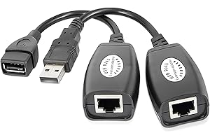 JUGNAW USB Extender,iGreely USB Ethernet Adapter up to 150ft, High-Speed USB 2.0 to RJ45 Network Adapter, Wired LAN Extension Over Cat5/Cat5e/Cat6,Ideal for Travel, Work, and Home Use
