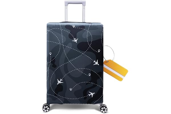 OrgaWise Housse Valise et Étiquette Luggage Cover de Elastique Housse de Protection pour Valise 22 à 32 Pouces (M, L, XL)