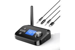 eppfun AK3046G Ultra Transmisor Receptor Bluetooth para TV, Adaptador Bluetooth Audio con Aux 3,5mm/Cable Óptico, para Estéreo, Auriculares, Altavoces