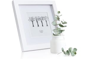 CLASSIC BY CASA CHIC Casa Chic Marco de Fotos, 20x20 cm, Marco Fotos Cuadrado Horizontal/Vertical, Marco de Fotos de Pie y para Montar en pared, Marcos de Fotos con Passepartout para Casa, Diseño Vidrio y Madera