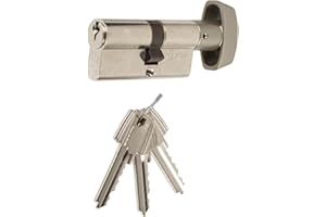 Tesa Assa Abloy, 520B3030N, Cilindro Estándar, TE5, Leva Corta, Llave - Botón, Niquelado, 30 x 30 mm