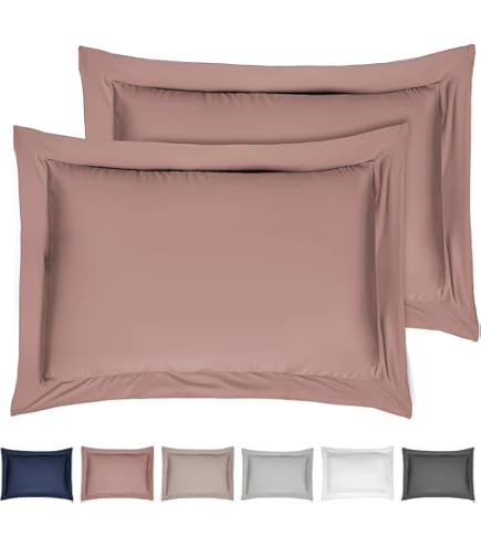 Sleepdown Kussenslopen 100% puur katoen Pack van twee Oxford luxe zachte gezellige kussenslopen set - saliegroen - 48x74x5 cm