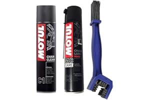 MORFOSE Kit detergente lubrificante per Catena Chain Clean C1 + Chain Lube Road C2 + Spazzola