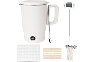 Corpower Fusciera Elettrica per la Produzione di Candele, Fusore di Cera per Realizzare Candele, 800ml con Beccuccio per Versare, Pentola Elettrica per Fondere Cera con Stoppini, per Candele Fai d