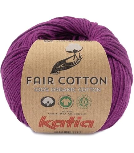 Fair Cotton Strickgarn – 100% Bio-Baumwolle, 50g, Farbe 51 Purpur, 155 M