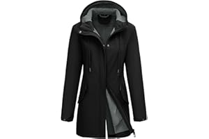 Yuson Girl Giacca Softshell Donna Giacca Antipioggia Impermeabile Giubbotto a Vento Foderato Cappotto Mezza Stagione Leggero Traspirante Giubbotto Outdoor Parka per Trekking