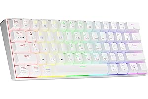 NEWMEN GM610 Wireless Mechanical Keyboard,White 60% Wired USB C/Bluetooth/2.4Ghz RGB Backlit Hot Swappable Keyboard,Compact Anti-Ghosting Mac Windows PC Gaming Keyboard,QWERTY Layout(Red Switches)