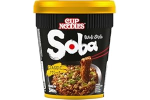‎SOBA Nissin Noodles Soba Cup – Classic, 1er Pack, Wok Style Instant-Nudeln japanischer Art mit Yakisoba-Sauce und Gemüse, schnell im Becher zubereitet, asiatisches Essen (90 g)
