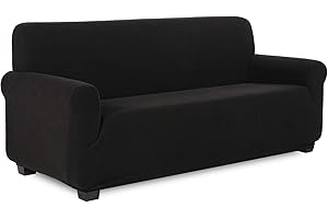 ‎TIANSHU TIANSHU Sofabezug 3 sitzer, Stretch Spandex Couchbezug Sesselbezug Elastischer Antirutsch Stretchhusse Weich Stoff,Jacquard-Stretch-Sofabezug, Schonbezug für Sofa-Sofahalter(Schwarz)