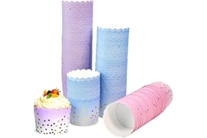Zuxbolf 150 Pz Pirottini Cupcake,Pirottini di Carta per Muffin,Stampi per Muffin per Dessert Festa in Casa Matrimonio Compleanno Laurea (Rosa,Blu e Viola)