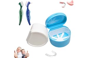 FANSEZQ Caja para dentaduras postizas, Caja de almacenamiento para dentaduras postizas, Recipiente para limpieza de dentaduras postizas, con cepillo de dientes falso, para el cuidado de la dentadura postiza