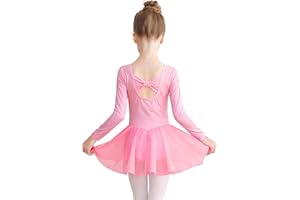 Fiohiros Girls Ballet Dress Long Sleeve, Ballet Leotard for Girls Ballets Outfit, Girl Dance Costume for Gymnastics