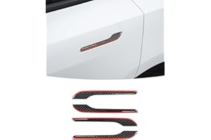 EULIMBQS Copri Maniglia per Portiera in Fibra di Carbonio per Tesla Model 3 2017-2023, Model Y 2020-2023 (Bordo Rosso)