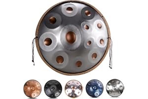 LXHGVKHJ Tambour Handpan De 9/10 / 12 Notes, Instruments De Percussion À 432 Hz / 440 Hz Pour Les Débutants Et Les Joueurs Professionnels, Tambour À Main De 55 Cm Avec Trépied De Tambour, Baguettes Et Sac (