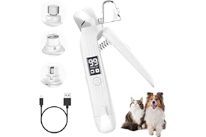 Simpeak 2 in 1 Krallenpflege für Hunde, Nagelknipser für Katzen, Elektrisch Krallenschleifer mit LED Licht, Wiederaufladbare Nagelschere Trimmer Nagelfeile für Verschiedene Körpertypen Haustier