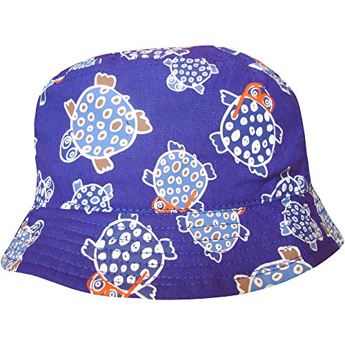 Baby Boy's Turtles Design Holiday Bucket Style Summer Sun Beach Hat (3-6 Months (46cm), Blue Turtles)