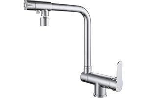 SJQKA Rubinetto Tre Vie,Miscelatore Cucina Sottofinestra,Rubinetto Monocomando Per Cucina Pieghevole, Caldo E Freddo Rubinetto 3 Vie Sottofinestra,Materiale In Ottone Senza Piombo, Cromo